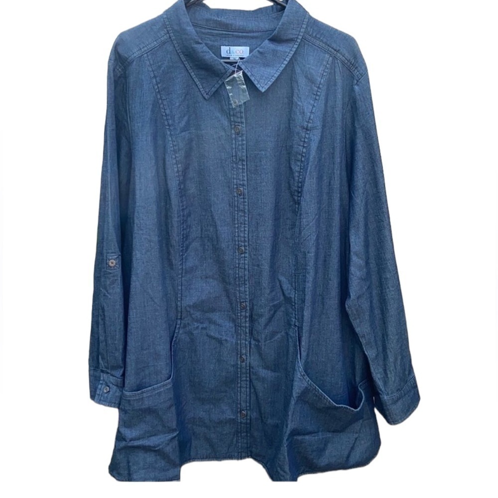 NEW Denim & Co. denim button front top